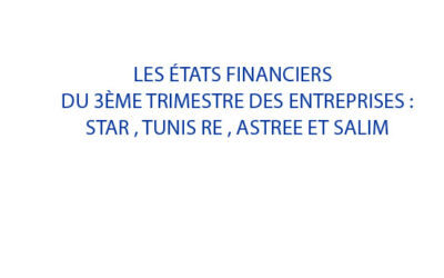 états financiers du 3ème trimestre 2016