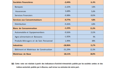 EVOLUTION DES REVENUS DES SOCIETES COTEES QIII – 2019 VERSUS 2018