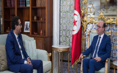 لقاء رئيس الحكومة إلياس الفخفاخ برئيس الجامعة التونسية لشركات التأمين الحبيب بن حسين
